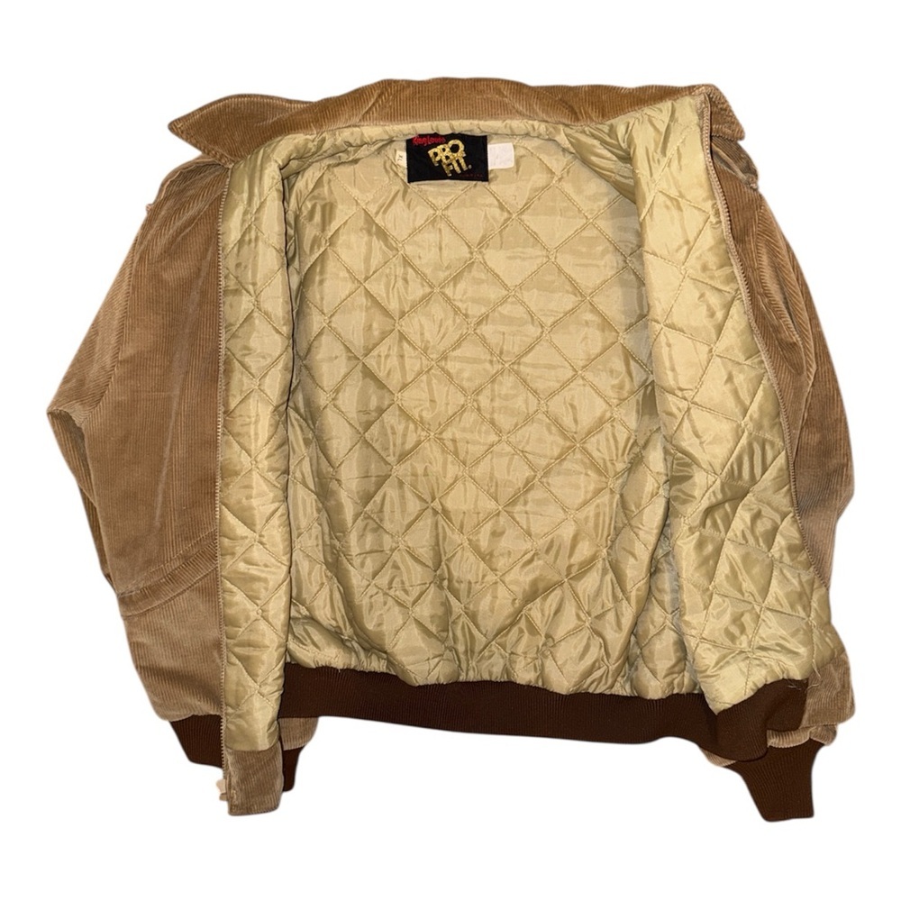 Vintage Tan and Brown Corduroy Bomber Jacket with Retro Style - Picture 7 of 8